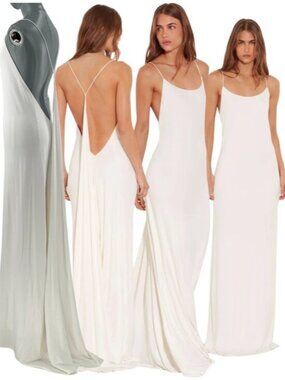 🆕 RAT & BOA 🧿 NWOT Amora Back Draped Jersey Dress, White - Sz XS